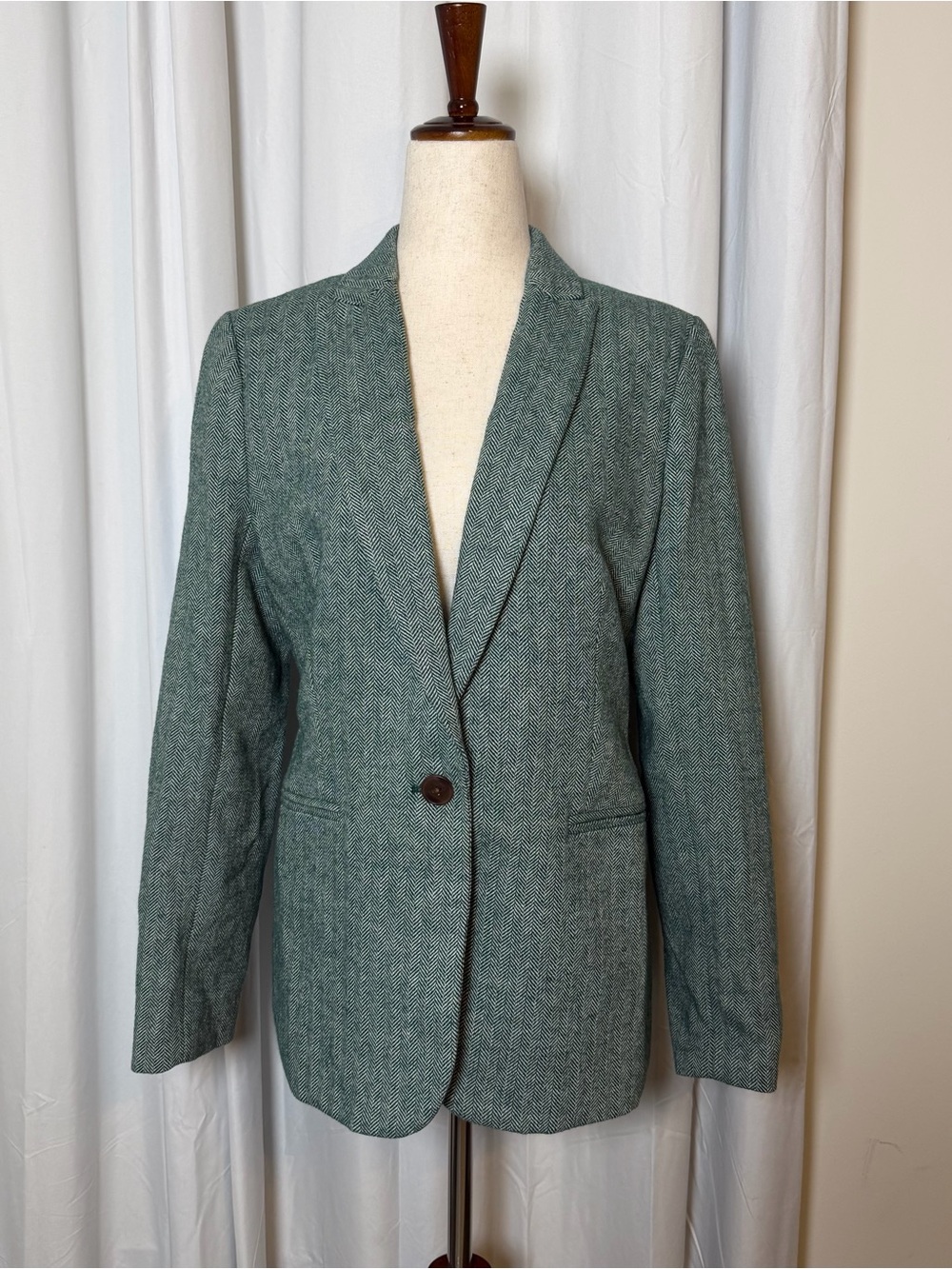 J.Crew Holland Herringbone Wool Blend Blazer Green 6
